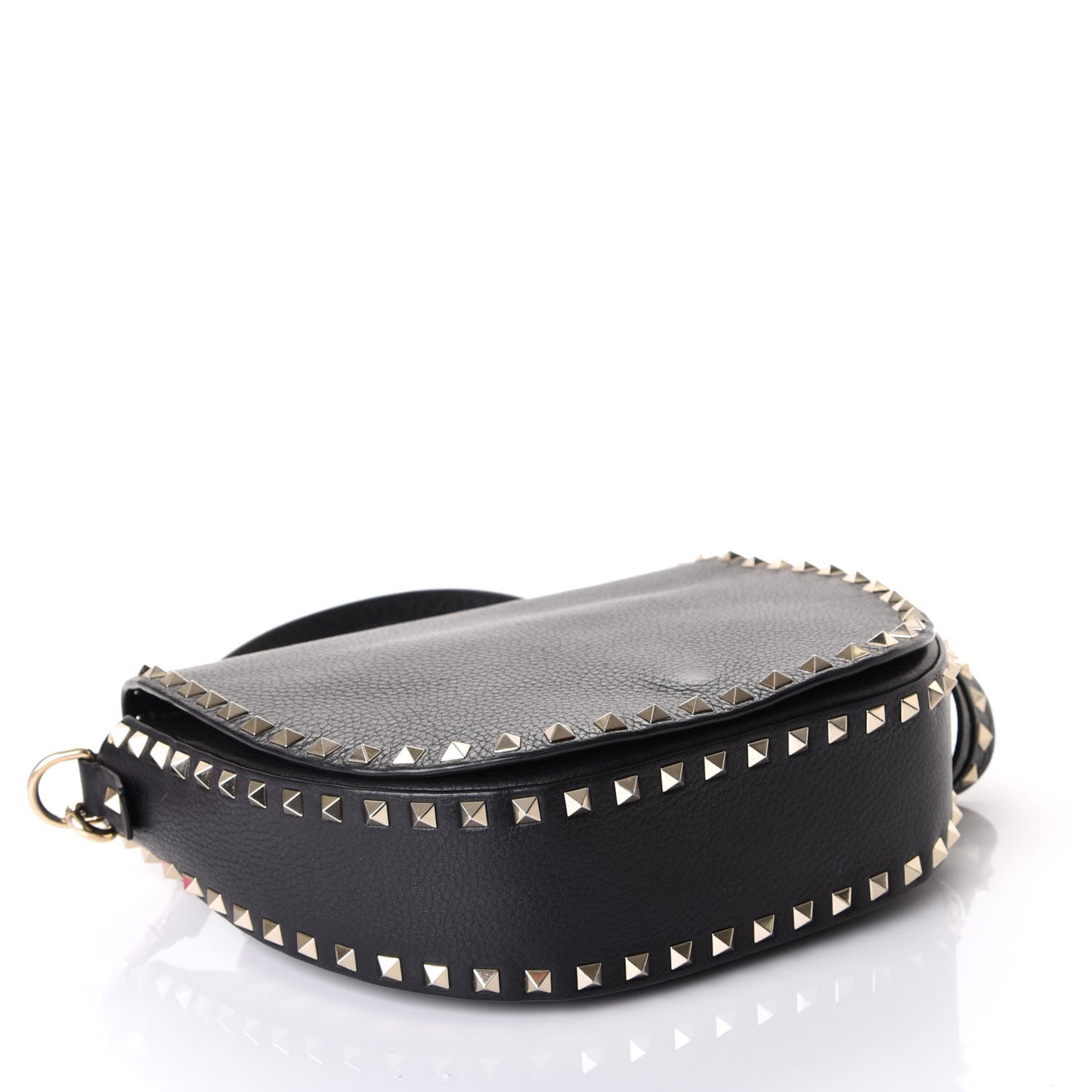 Vitello Large Rockstud Halfmoon Saddle Bag Black