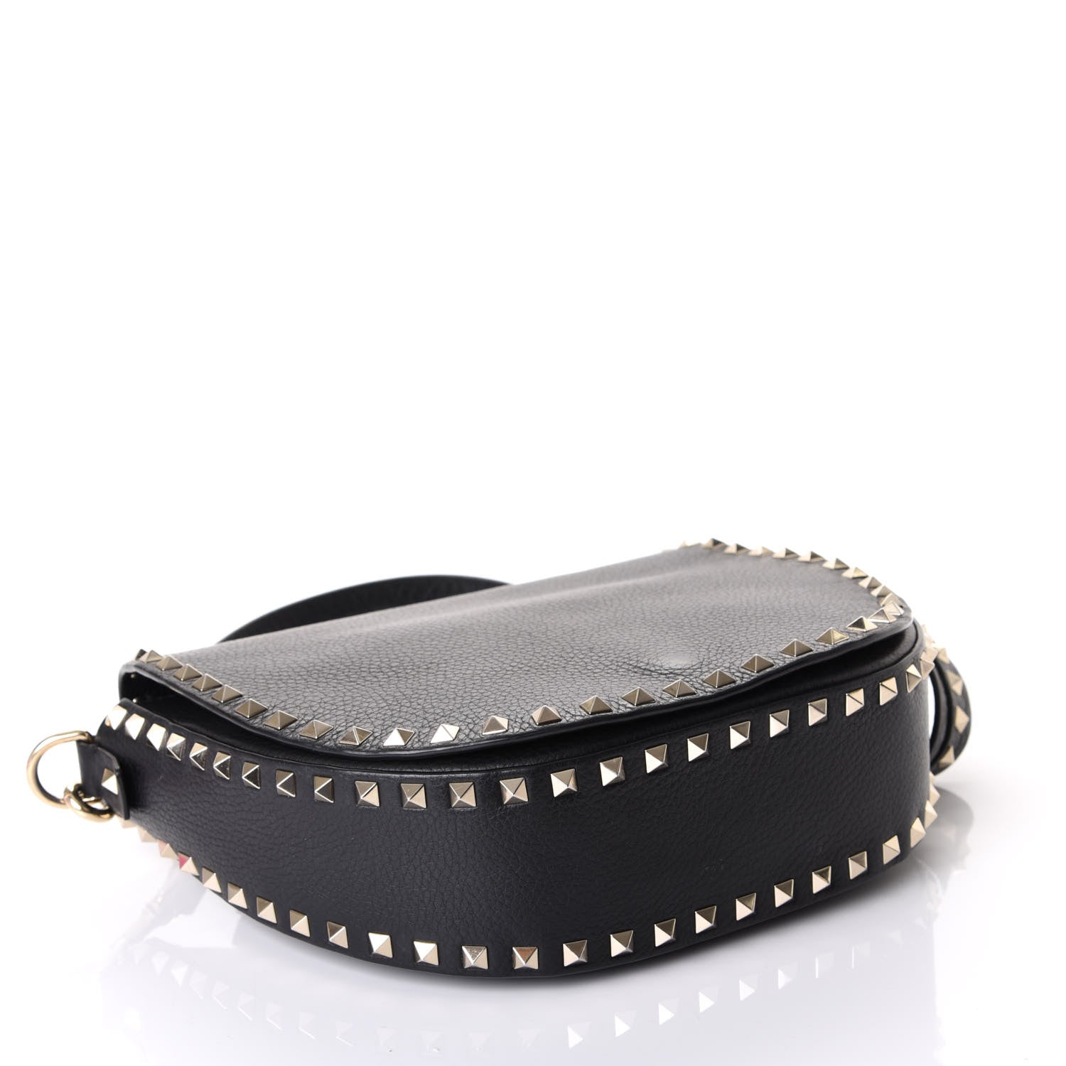 Valentino Garavani Vitello Large Rockstud Halfmoon Saddle Bag Black 3 of 11