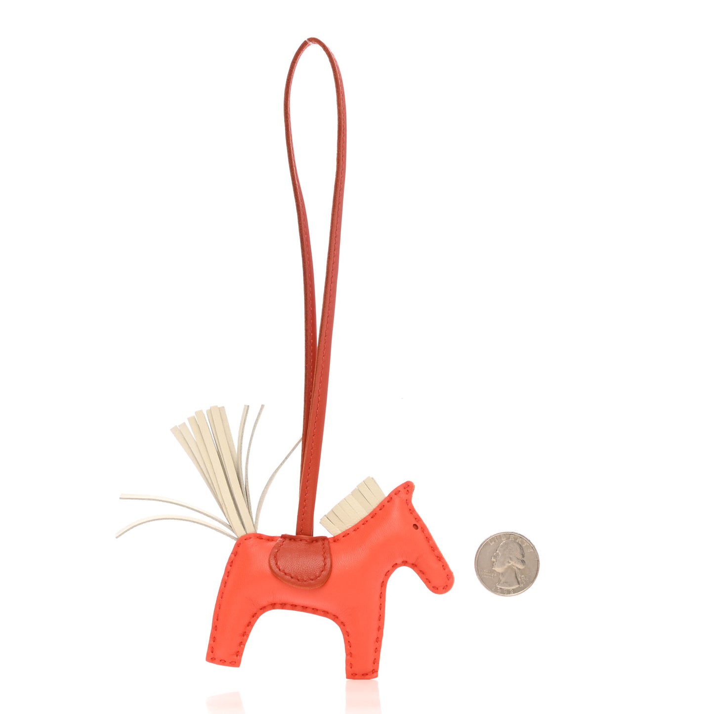 Milo Lambskin Grigri Rodeo Horse Bag Charm PM Orange Poppy Craie Terre Battue