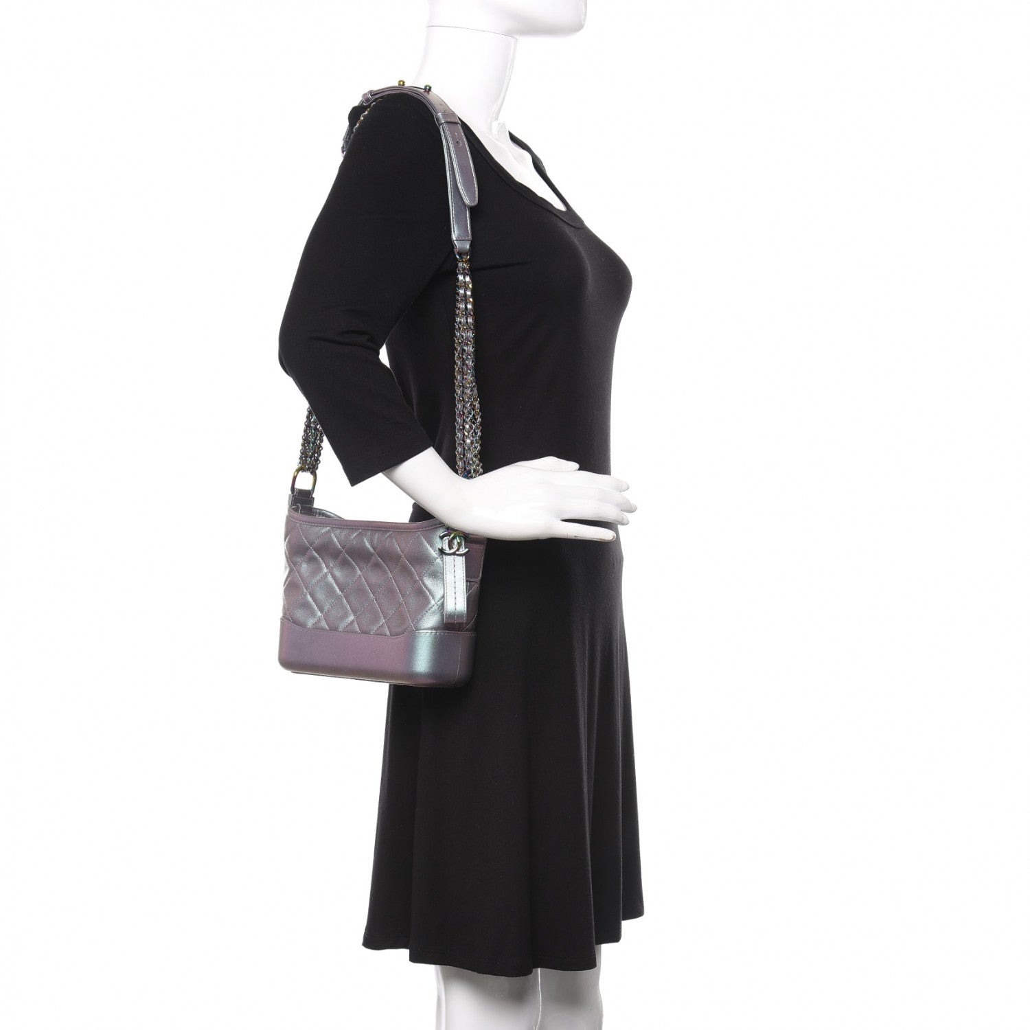 Chanel Iridescent Lambskin Calfskin Quilted Small Gabrielle Hobo Light Purple 2 of 12