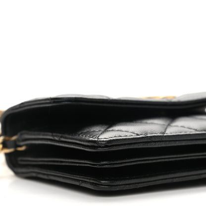 Chanel Lambskin Quilted Pearl Crown Clutch With Chain Black 10 of 12