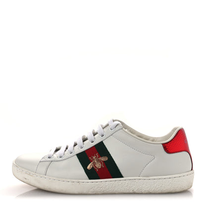 Gucci Calfskin Ayers Bee Embroidered Womens Ace Sneakers 36 White Green 1 of 14