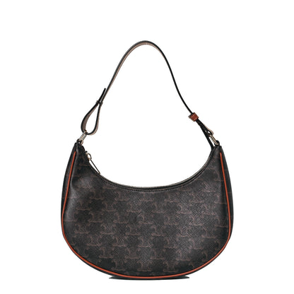 Celine Triomphe Canvas Calfskin Ava Shoulder Bag Tan 1 of 8