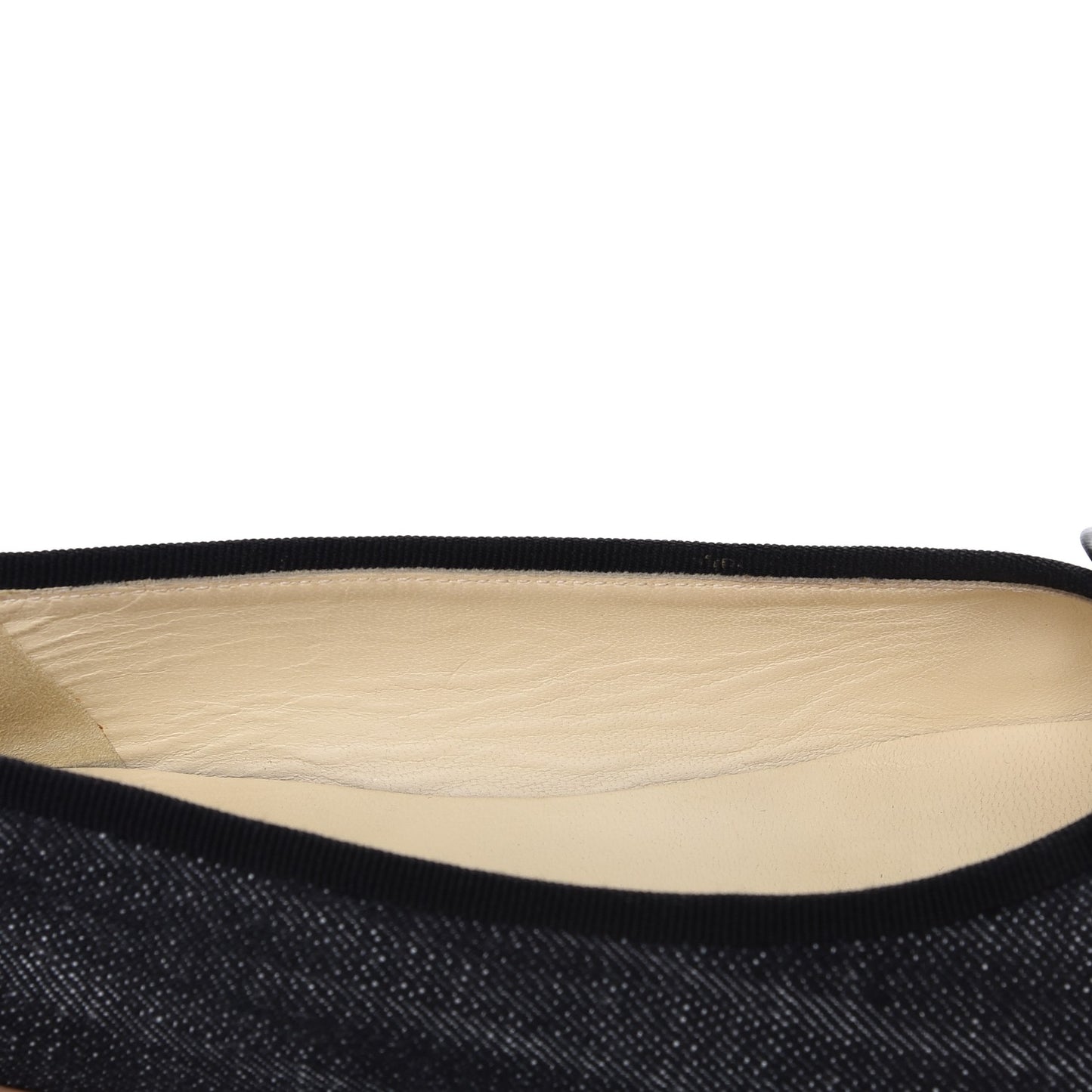 Denim Lambskin CC Cap Toe Ballerina Flats 35 Black