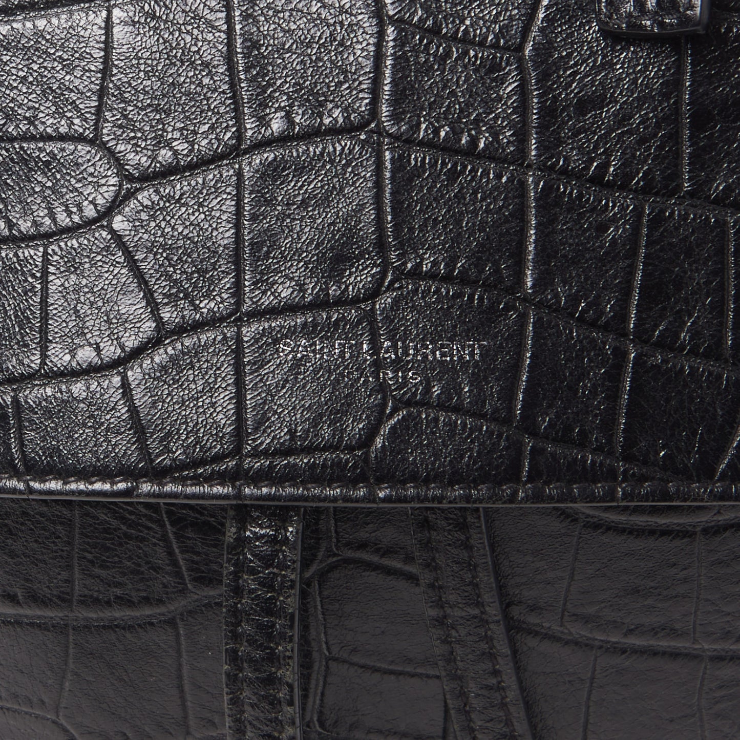 Calfskin Crocodile Embossed Sac De Jour Backpack Black