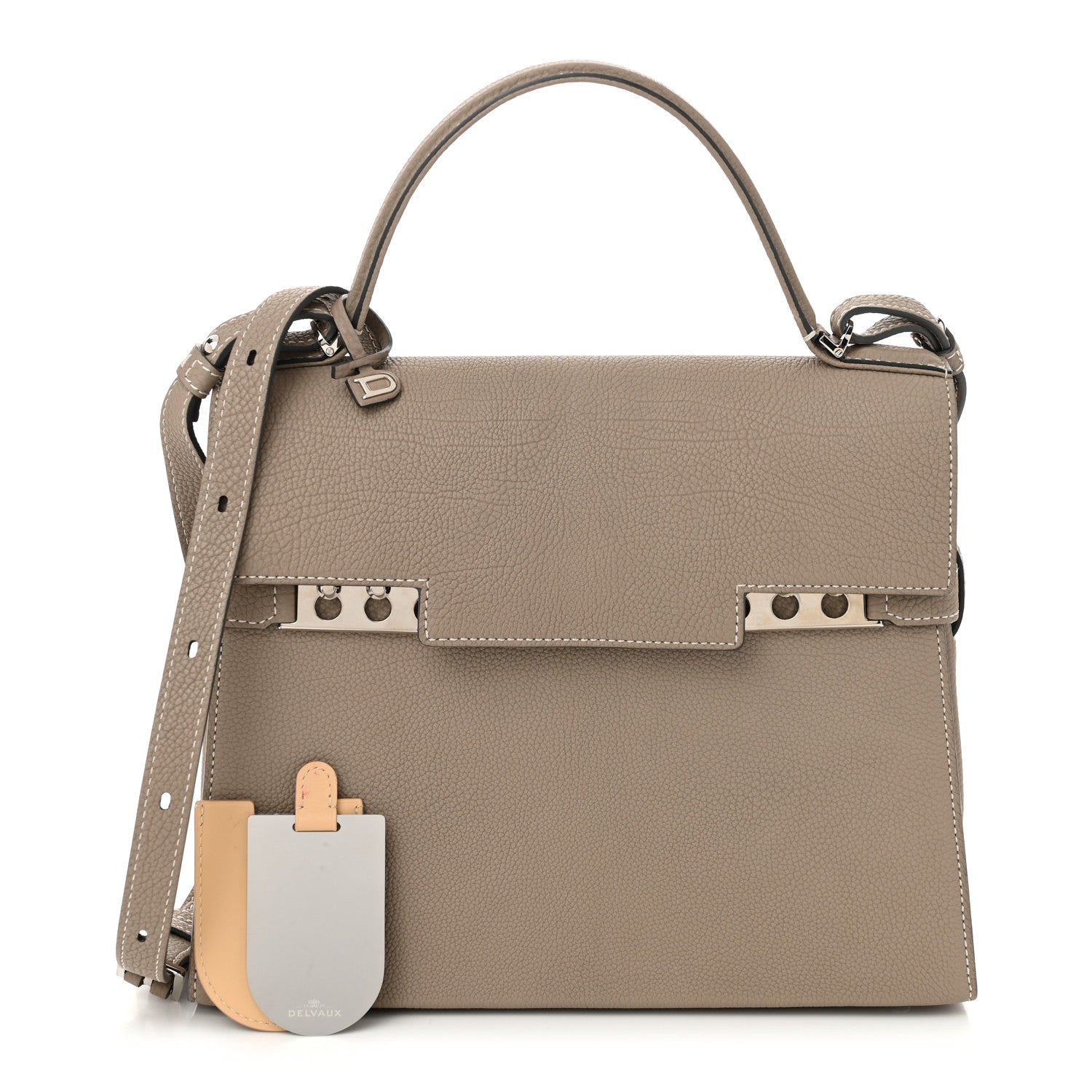 Delvaux Crispy Calfskin MM Tempete Satchel Tourterelle 3 of 11