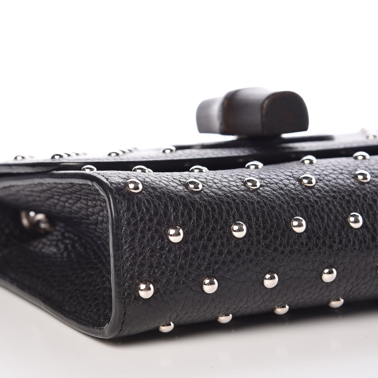 Calfskin Small Studded Miss Bamboo Shoulder Bag Black