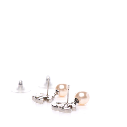 Chanel Pearl Quilted CC Drop Earrings Silver 3 of 5