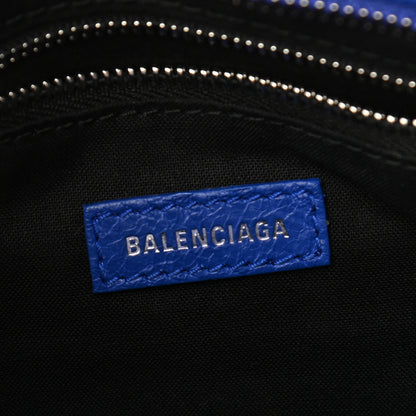 Balenciaga Agneau Classic Silver Hardware Mini City Logo Strap Bleu Electric Black 7 of 10