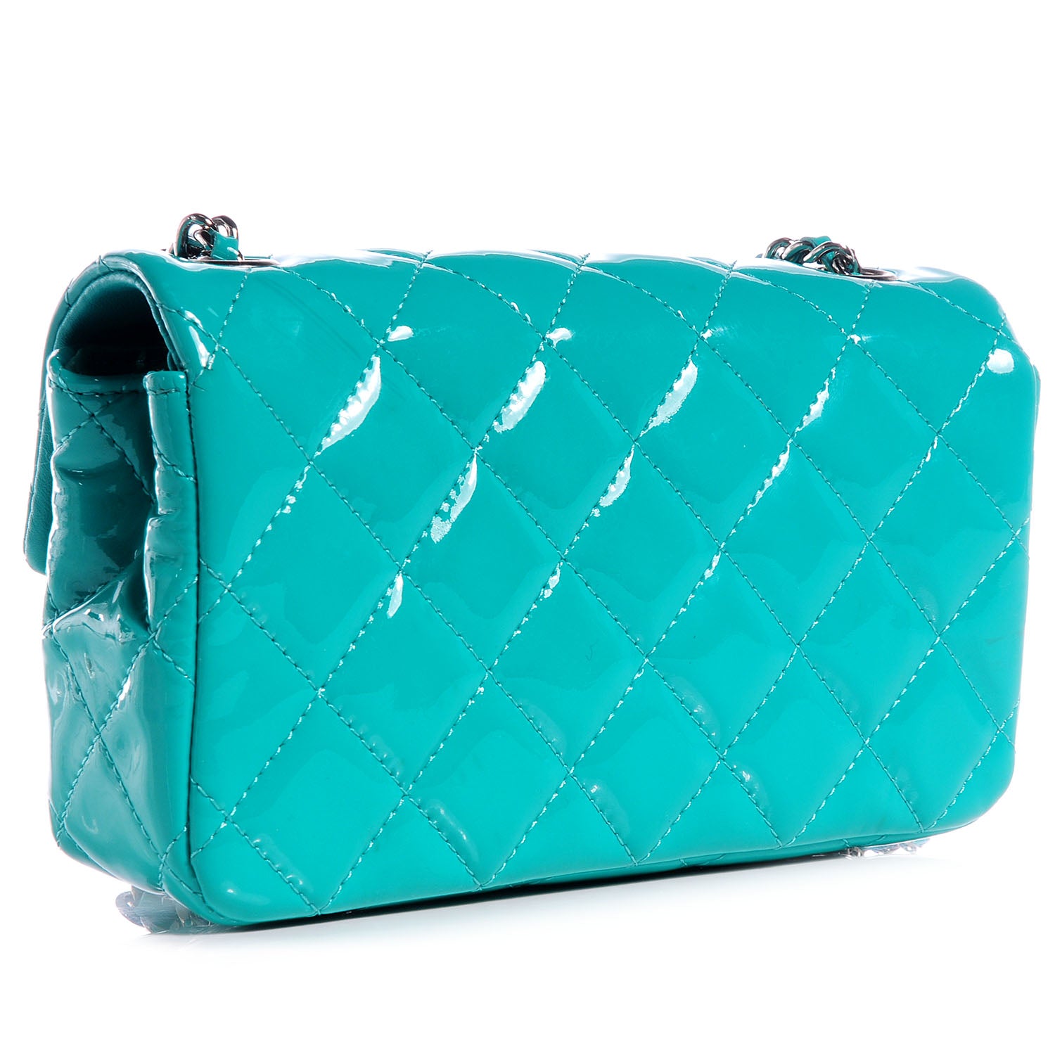 Chanel Patent Quilted Extra Mini Flap Green 3 of 8