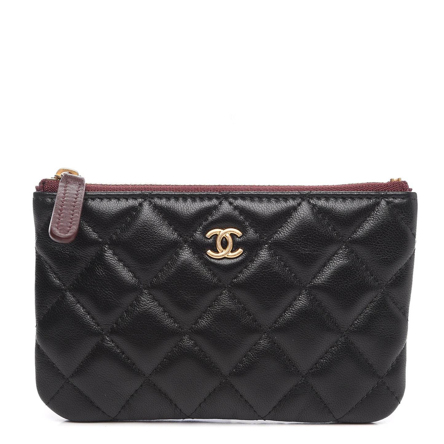 Lambskin Quilted Small Cosmetic Case Black