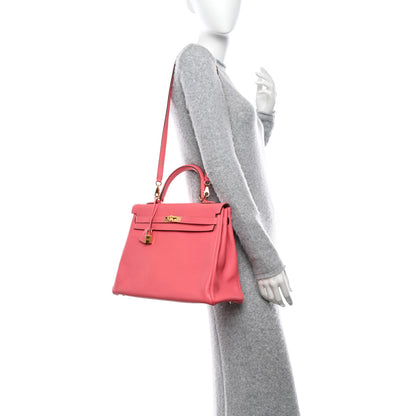Hermes Taurillon Clemence Kelly Retourne 35 Rose Azalee 2 of 16