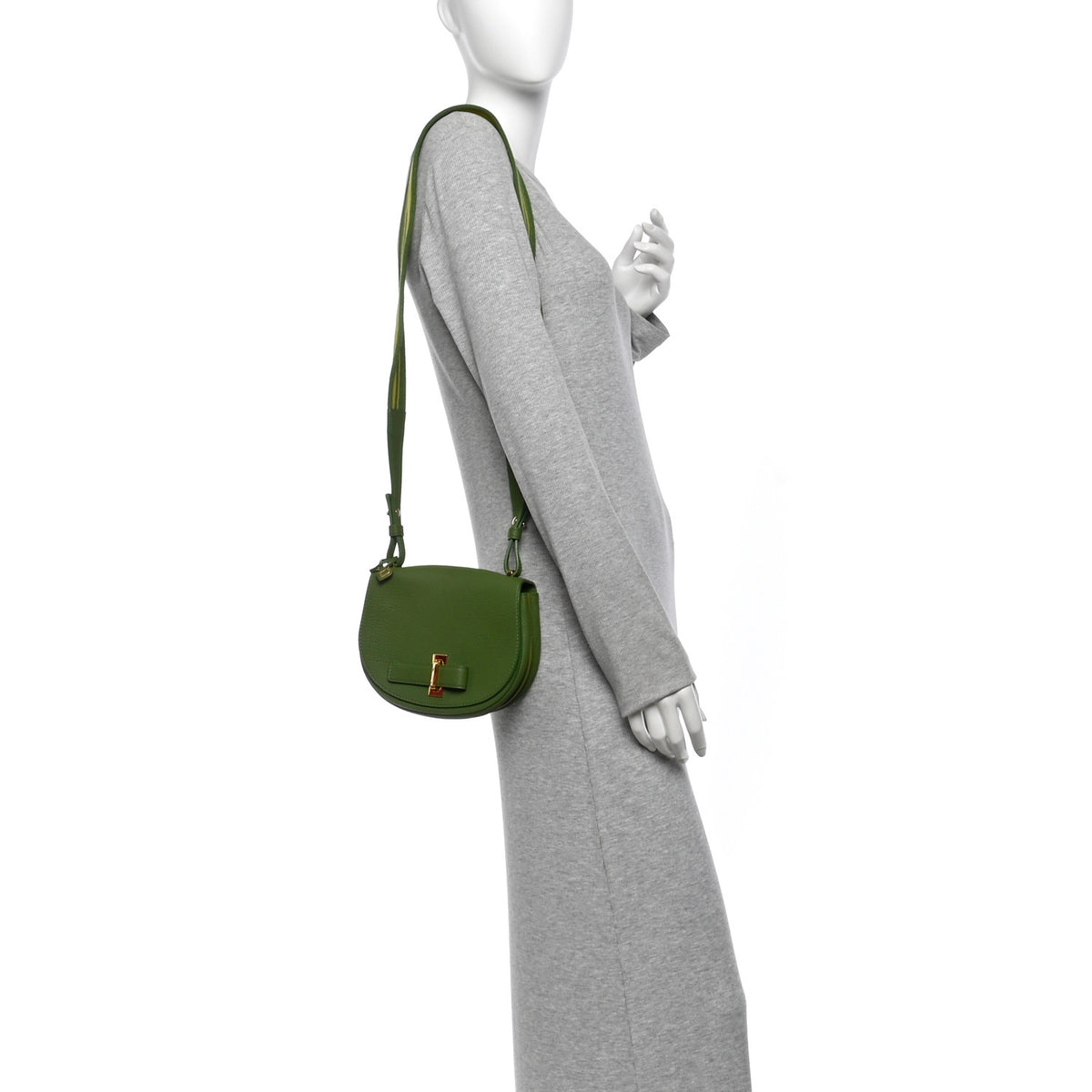 Delvaux Crispy Calfskin Mini Le Mutin Saddle Bag Green 2 of 11
