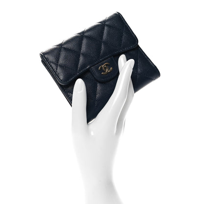 Chanel Caviar Quilted Compact Flap Wallet Navy 2 of 8