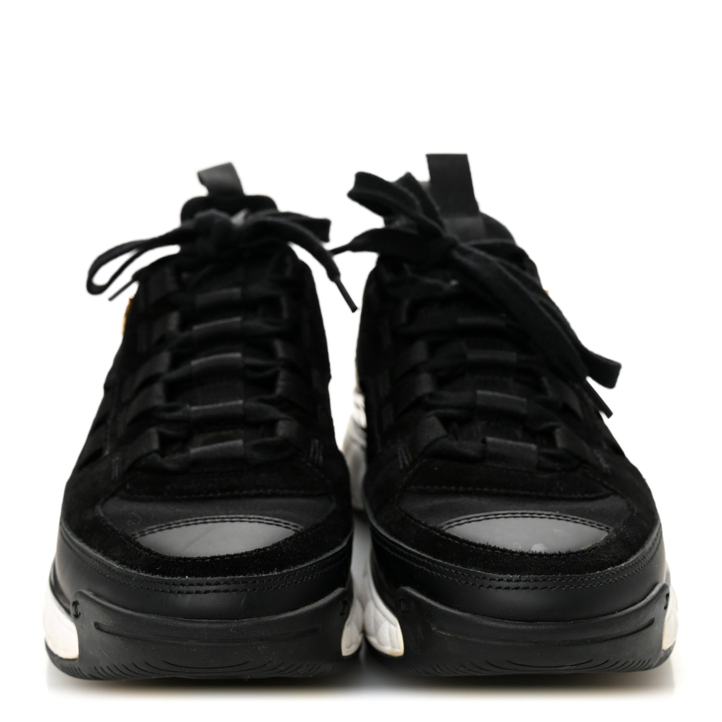 Velvet Calfskin Mixed Fibers CC Sneakers 35.5 Black
