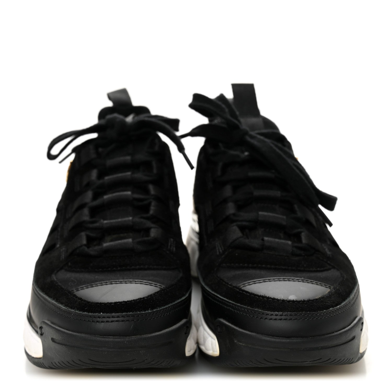 Chanel Velvet Calfskin Mixed Fibers CC Sneakers 35.5 Black 2 of 9