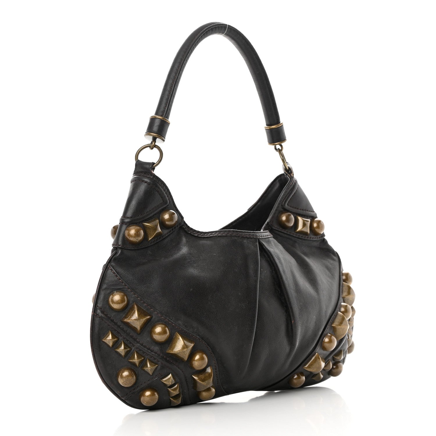 Burberry Calfskin Studded Medium Alverton Hobo Chocolate 3 of 19