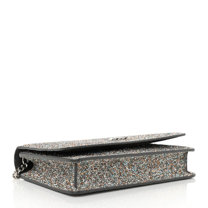 Jimmy Choo Glitter Palace Wallet On Chain Silver Multicolor 4 of 7