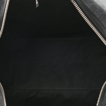 Gucci Soft GG Supreme Monogram Appia Calfskin Web Large Carry On Duffle Bag Black Grey 5 of 11