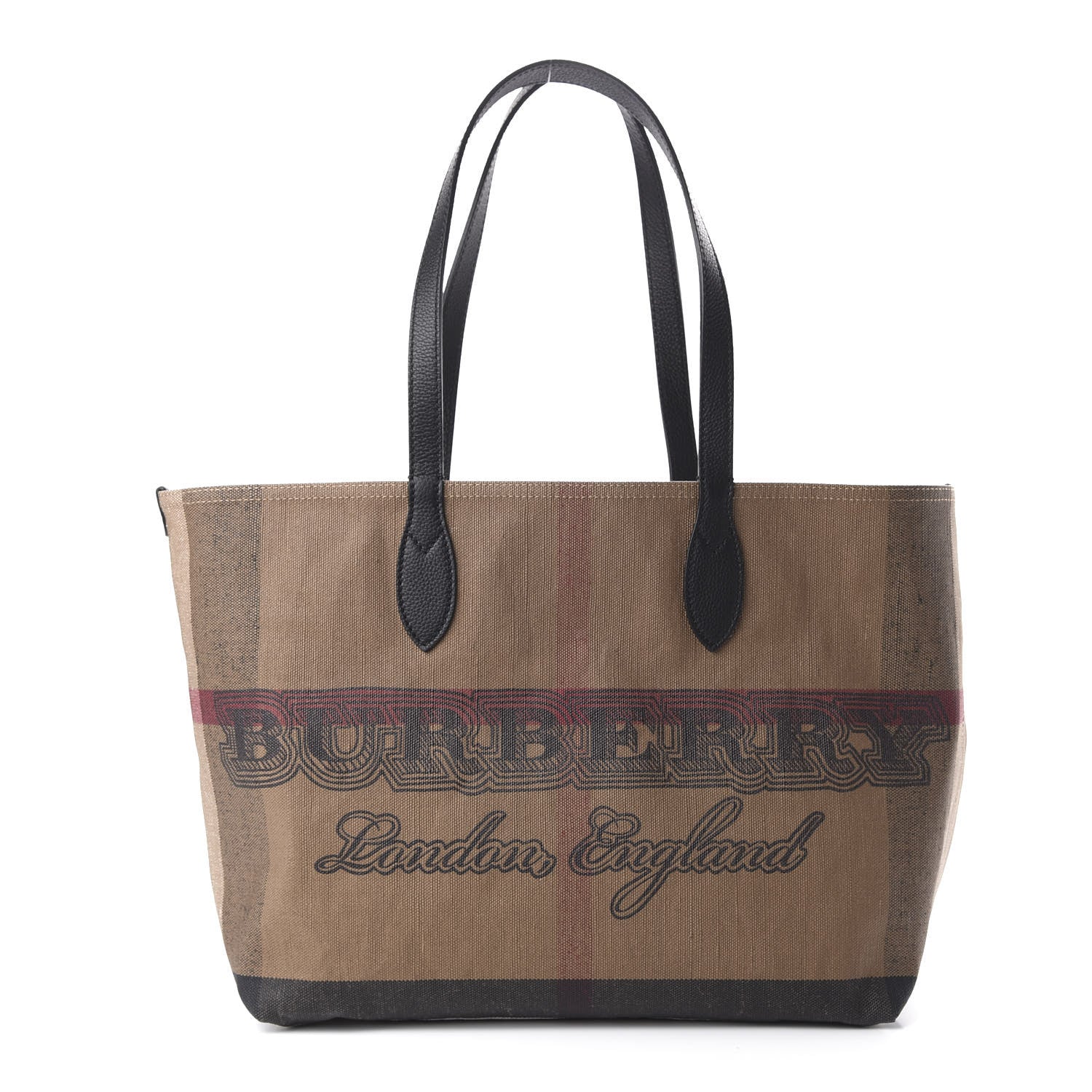 Burberry Coated Canvas Mega Check Medium Doodle Tote Black 1 of 9