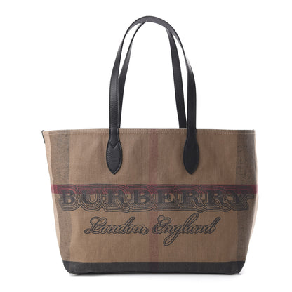 Burberry Coated Canvas Mega Check Medium Doodle Tote Black 1 of 9