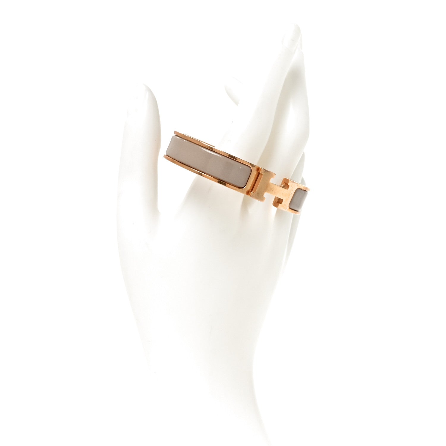 Hermes Enamel Narrow Clic Clac H Bracelet Marron Glace 2 of 4