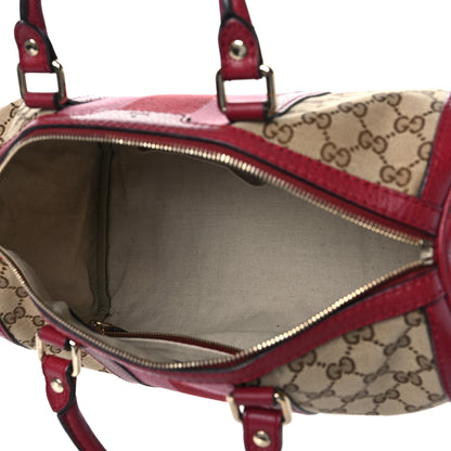 Gucci Monogram Cellarius Calfskin Vintage Web Medium Boston Beige Ebony Soft Burgundy Peonia Flower 4 of 9