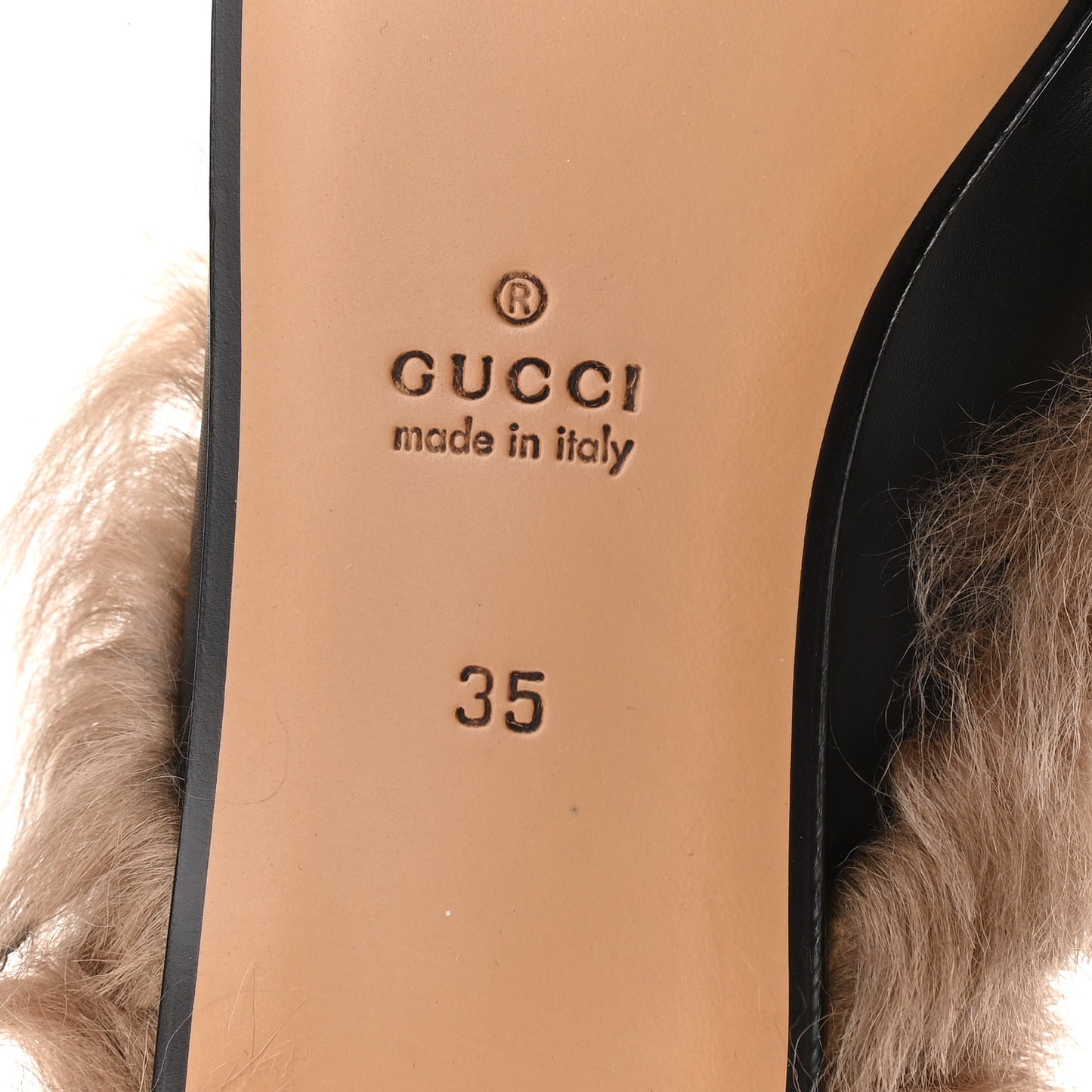 Calfskin Fur Tiger Embroidered Womens Princetown Slippers 35 Black