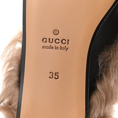 Gucci Calfskin Fur Tiger Embroidered Womens Princetown Slippers 35 Black 6 of 7