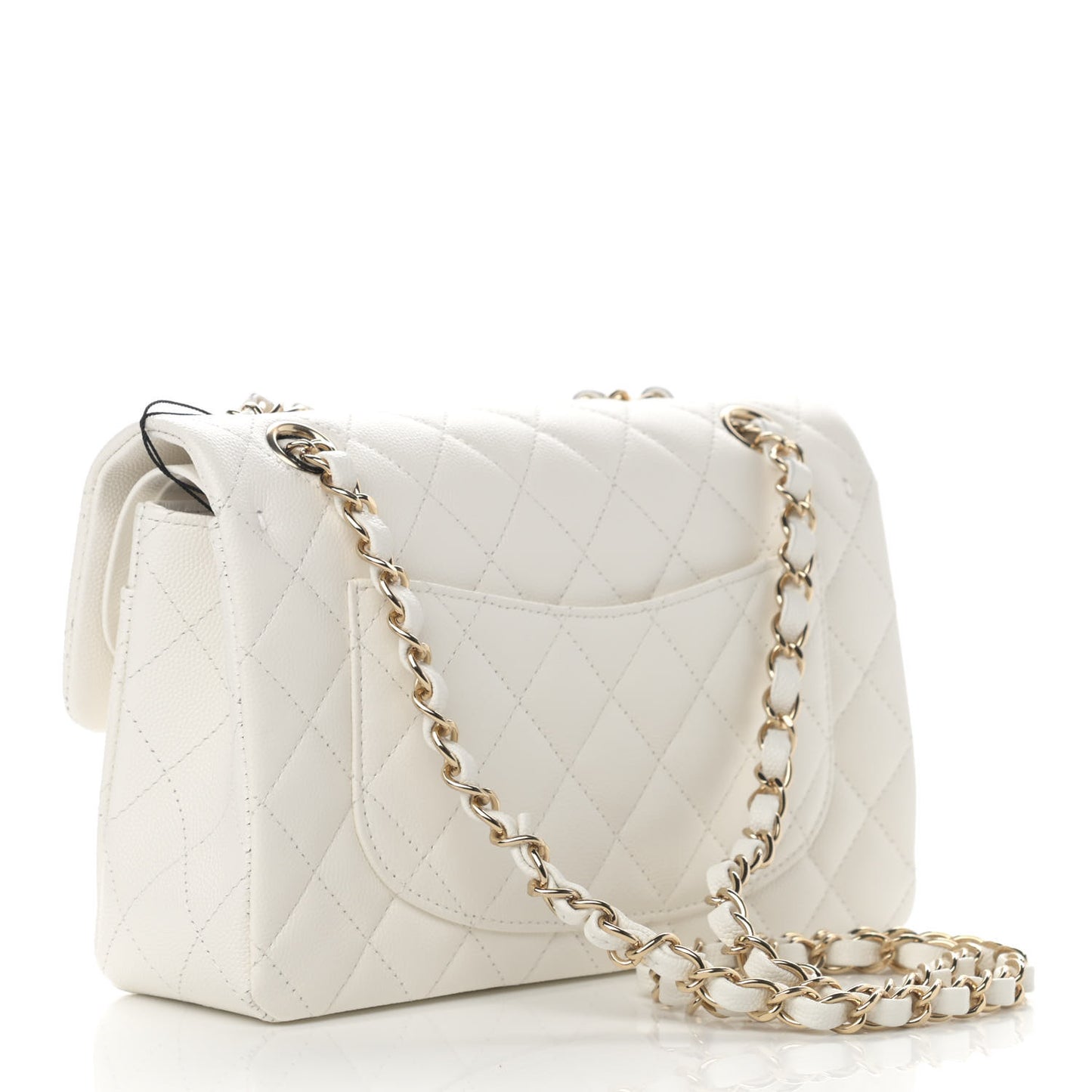 Caviar Quilted Small Double Flap White