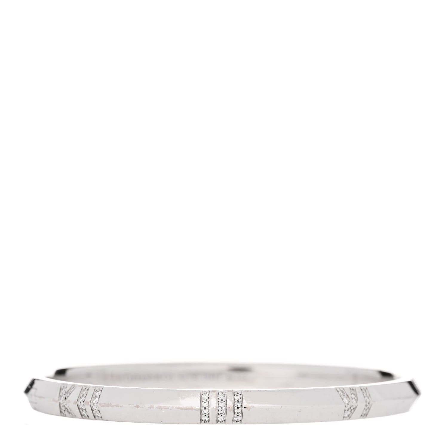 Tiffany 18K White Gold Diamond Atlas Narrow Hinged Bangle Bracelet 1 of 5
