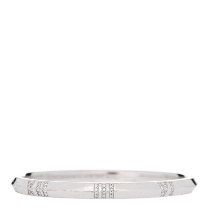 Tiffany 18K White Gold Diamond Atlas Narrow Hinged Bangle Bracelet 1 of 5