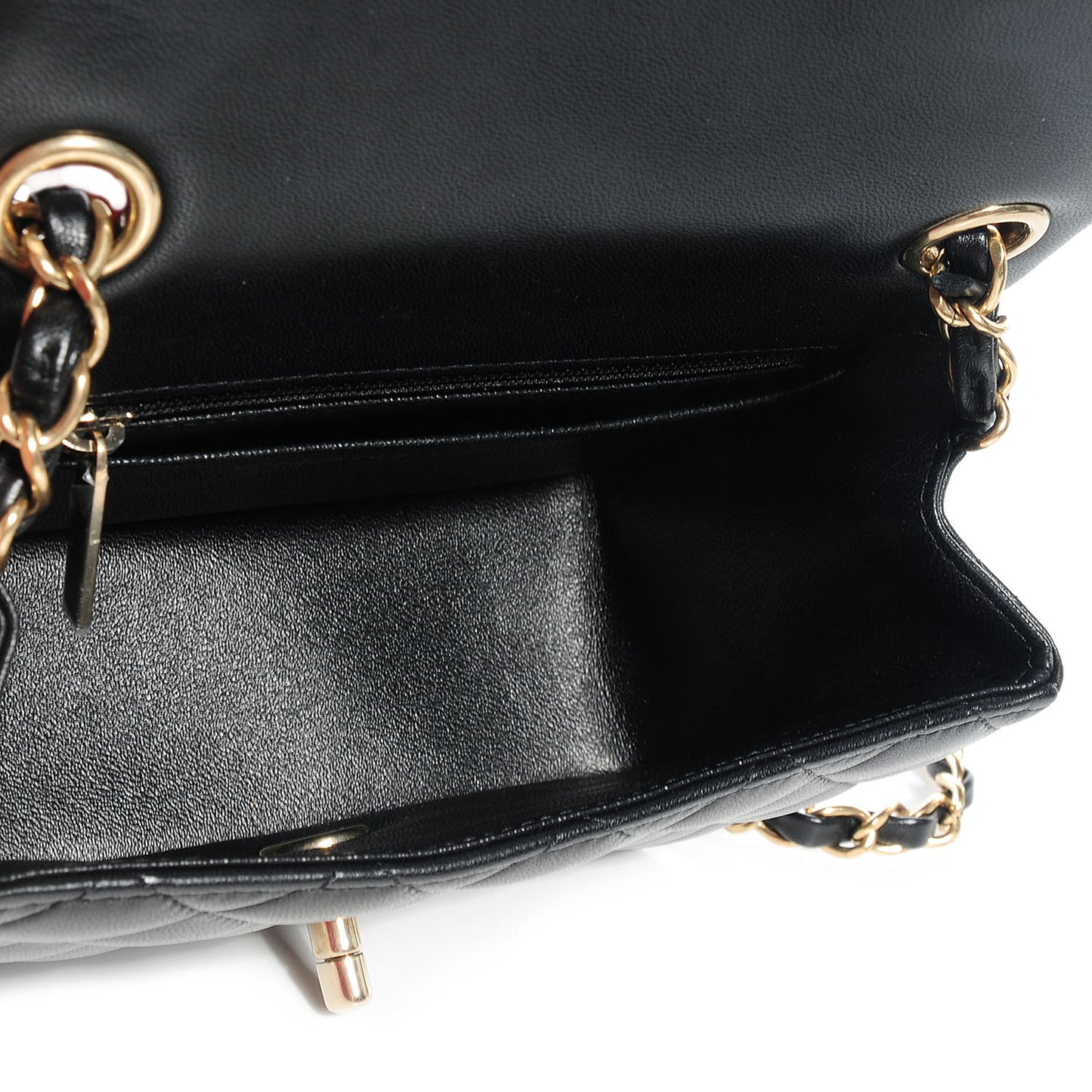 Lambskin Quilted Mini Square Flap Black