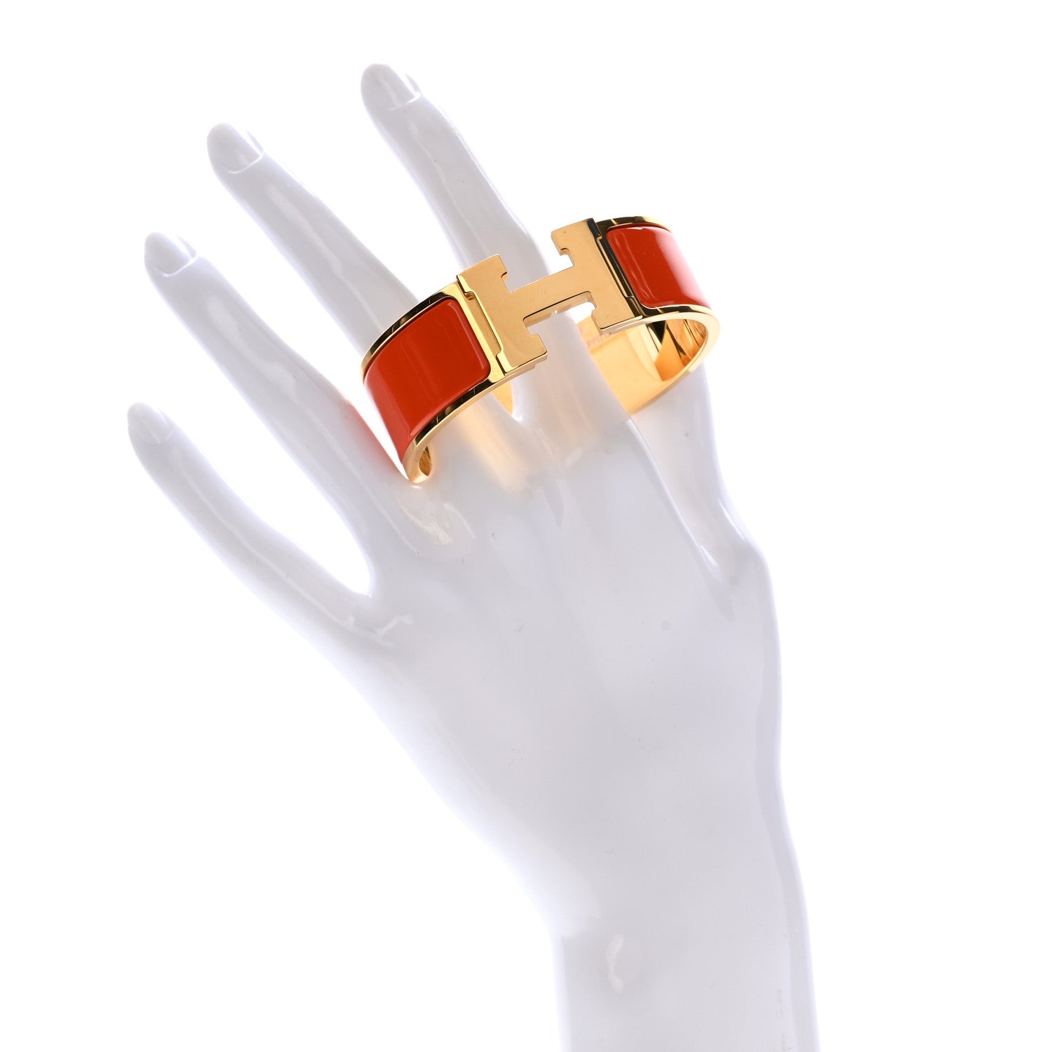 Hermes Enamel Wide Clic Clac H Bracelet PM Orange 2 of 5