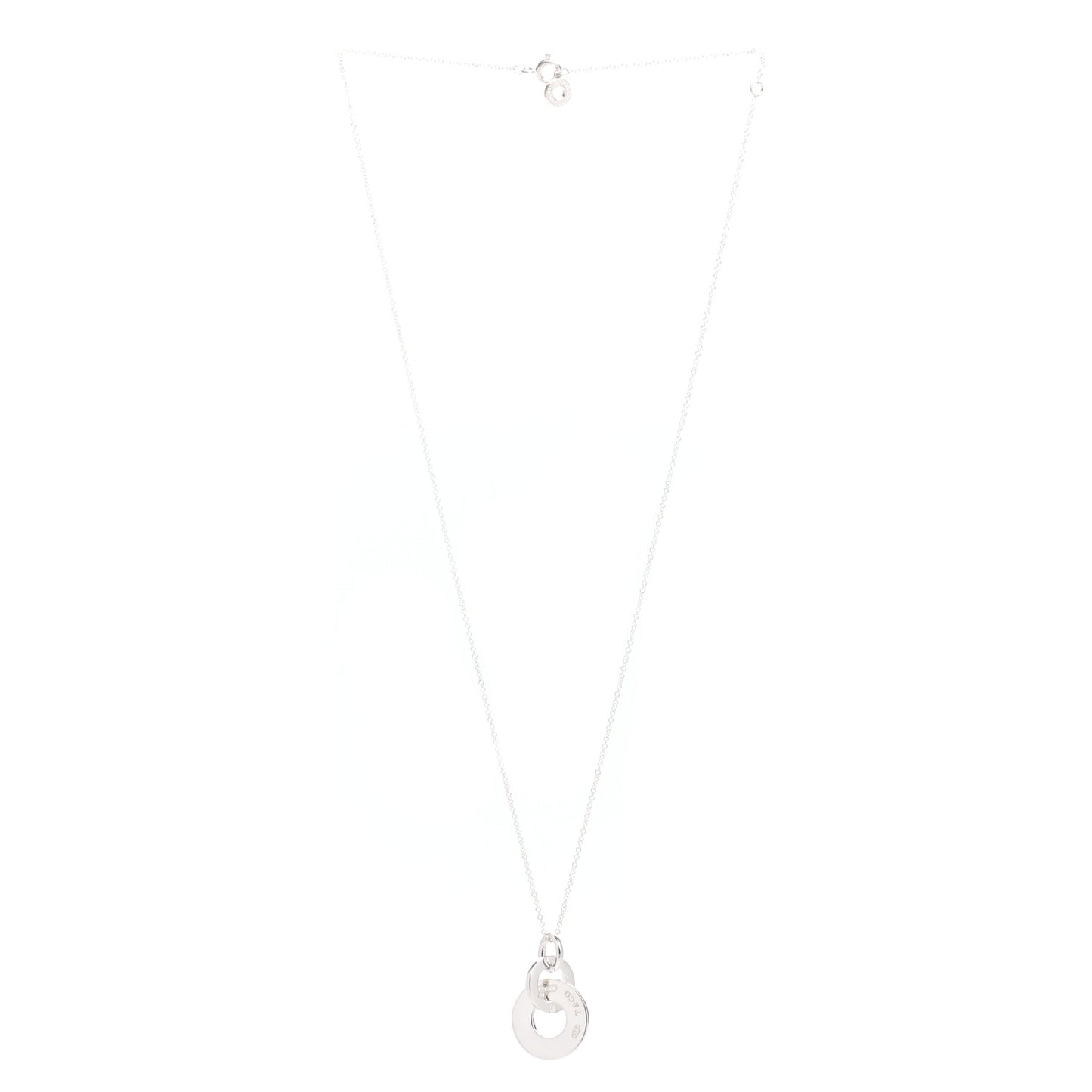 Sterling Silver 1837 Double Interlocking Drop Pendant Necklace