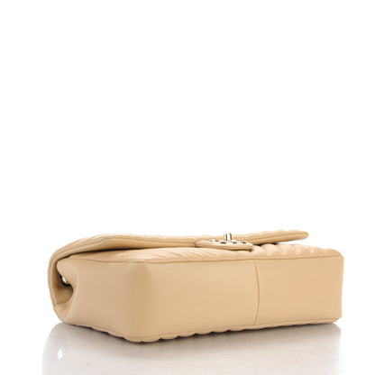 Chanel Lambskin Medium Surpique Chevron Single Flap Light Beige 4 of 8
