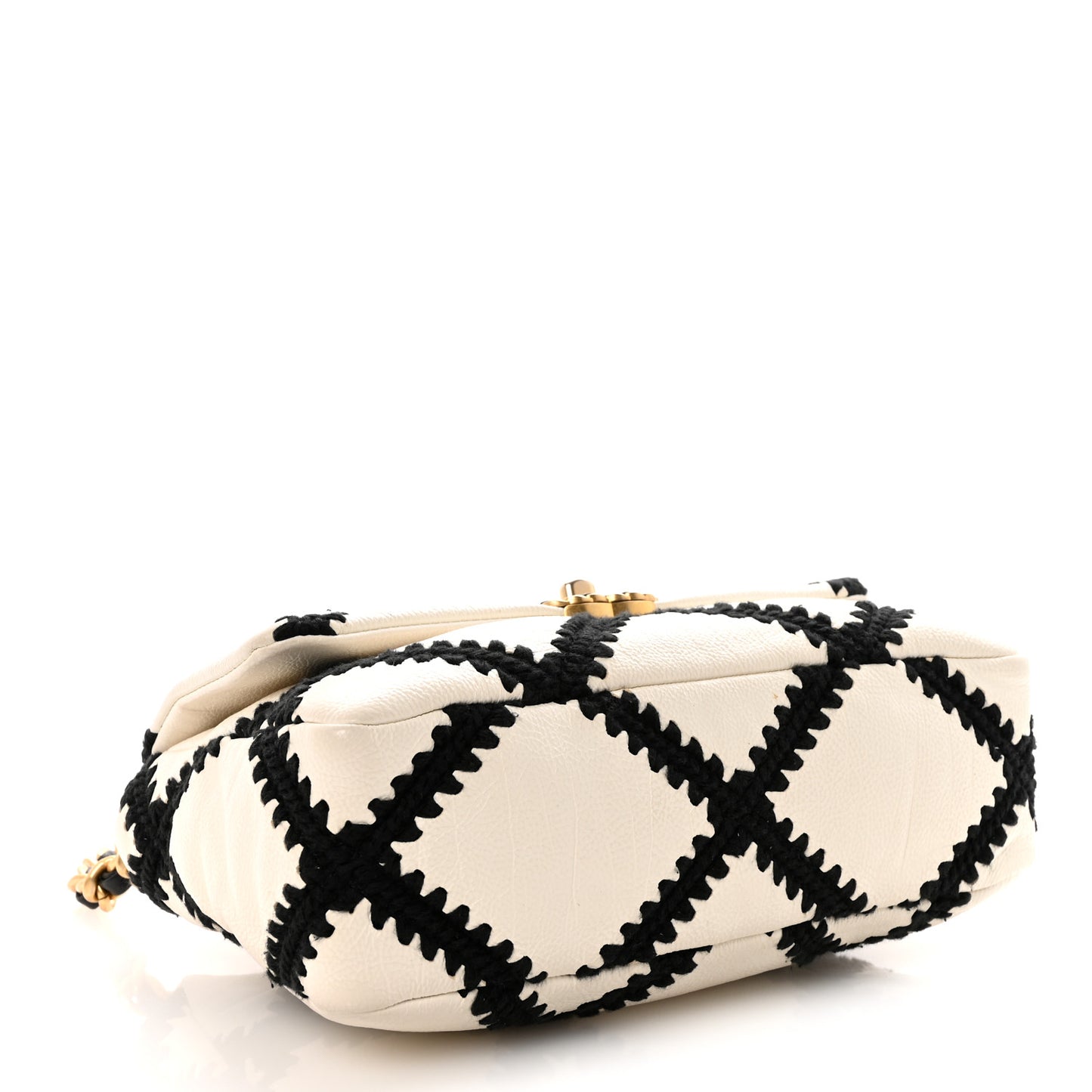 Calfskin Crochet Medium Chanel 19 Flap White Black