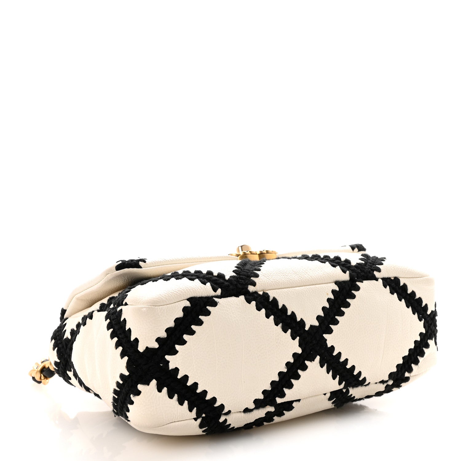 Chanel Calfskin Crochet Medium Chanel 19 Flap White Black 4 of 11