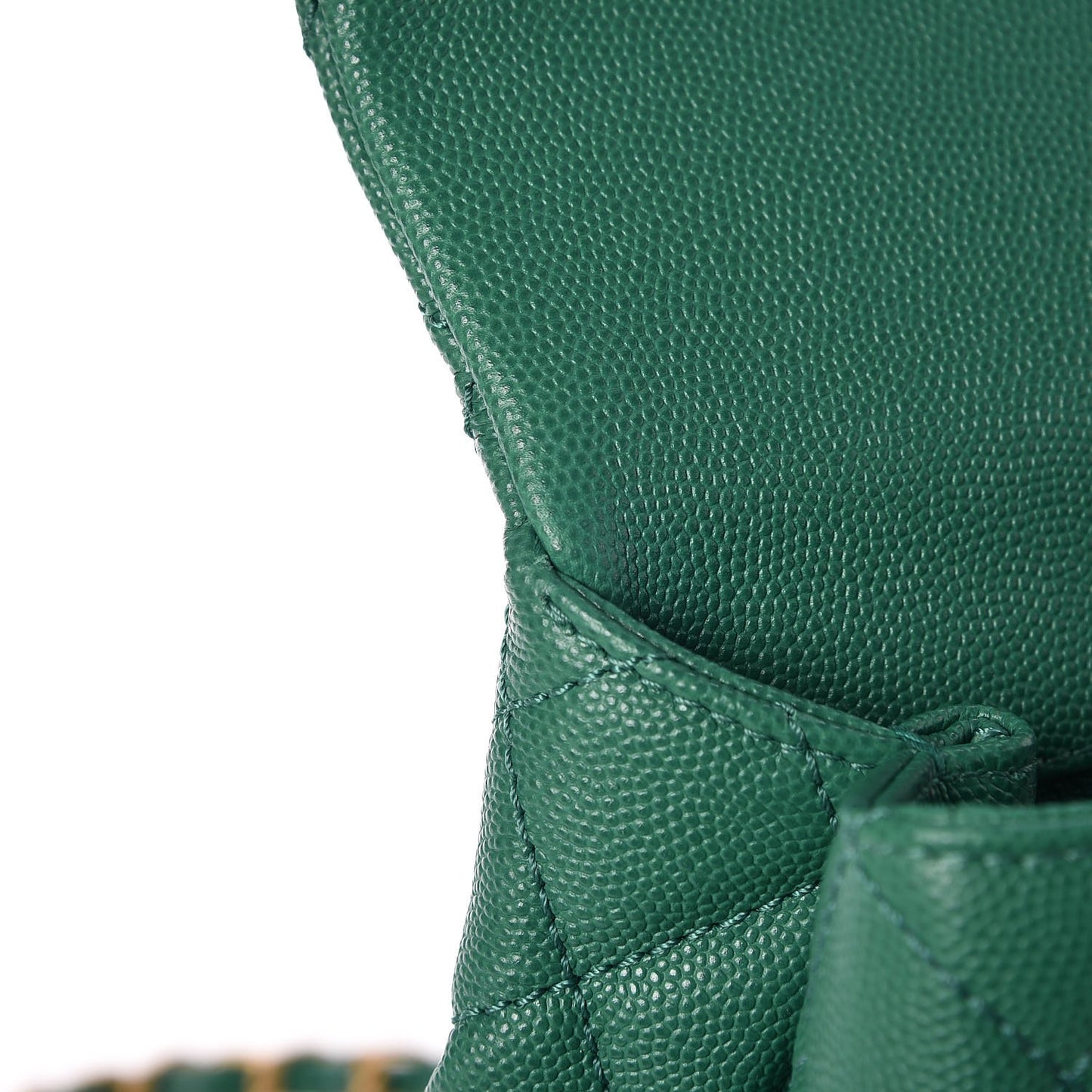 Caviar Quilted Small Coco Handle Flap Green