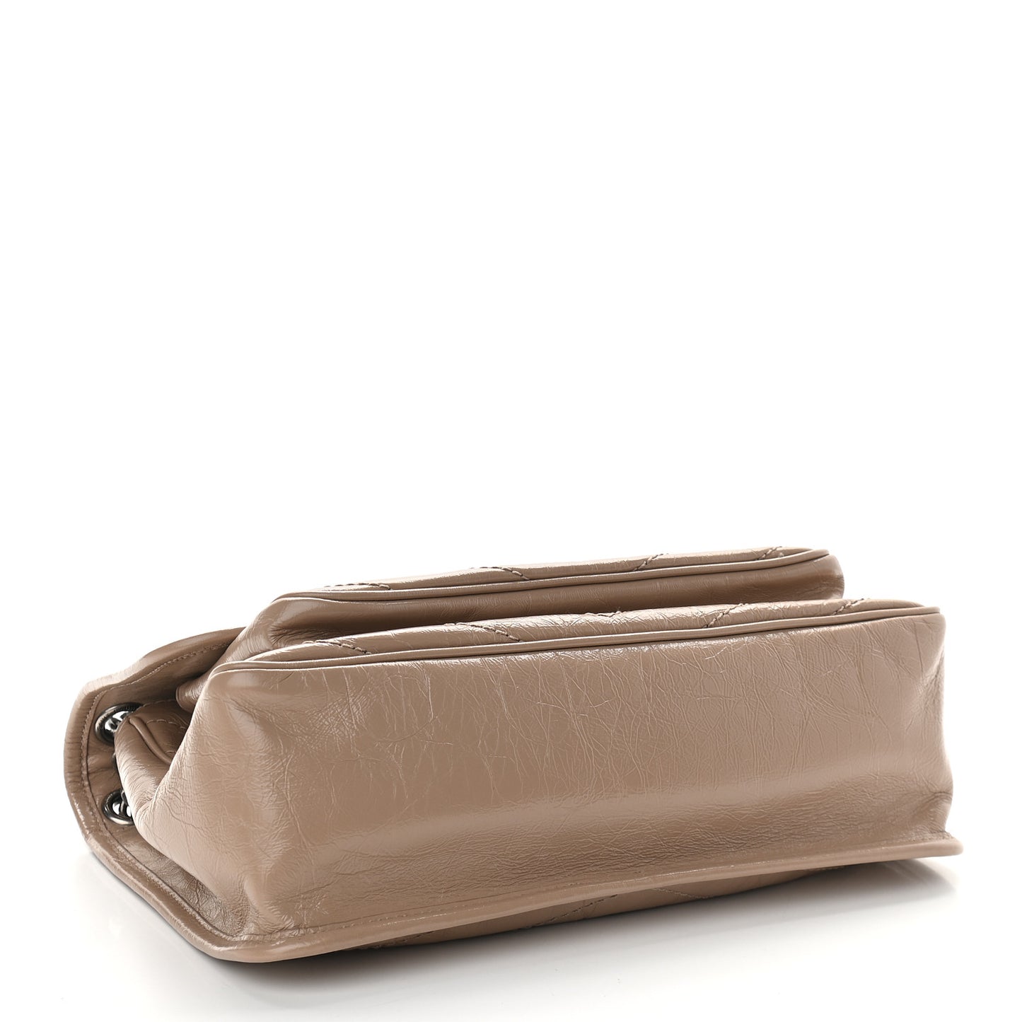 Crinkled Calfskin Matelasse Monogram Medium Niki Chain Satchel Natural Tan