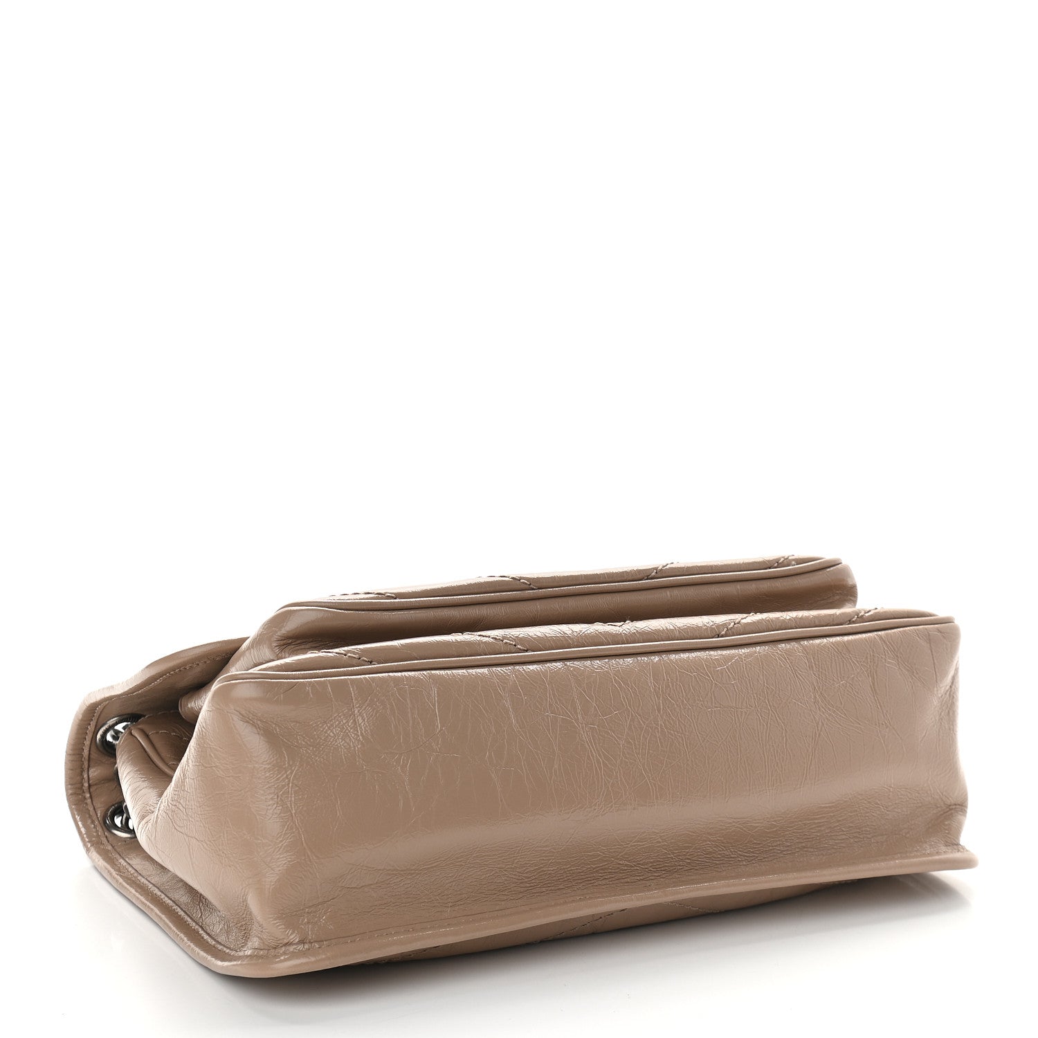 Saint Laurent Crinkled Calfskin Matelasse Monogram Medium Niki Chain Satchel Natural Tan 4 of 9