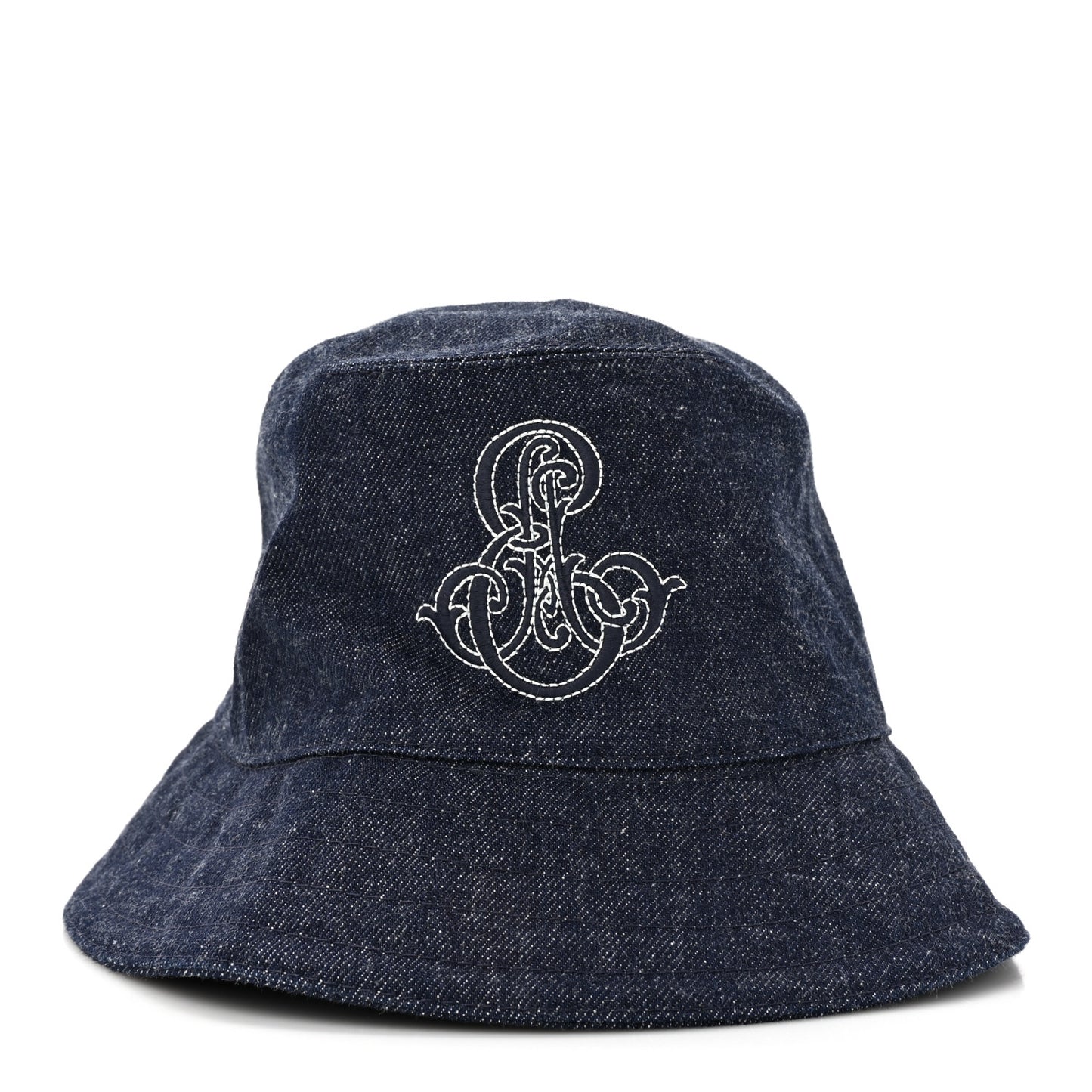 Cotton Denim Embroidered Harper Emile Bucket Hat 56 Indigo