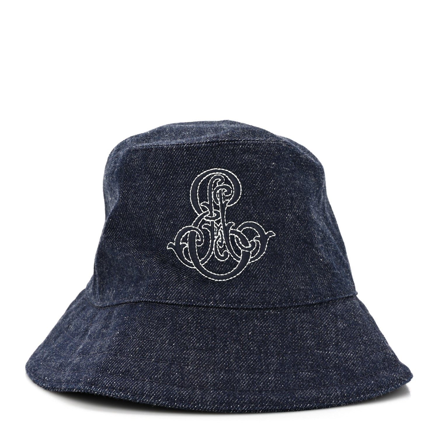 Hermes Cotton Denim Embroidered Harper Emile Bucket Hat 56 Indigo 3 of 8