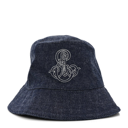 Hermes Cotton Denim Embroidered Harper Emile Bucket Hat 56 Indigo 3 of 8