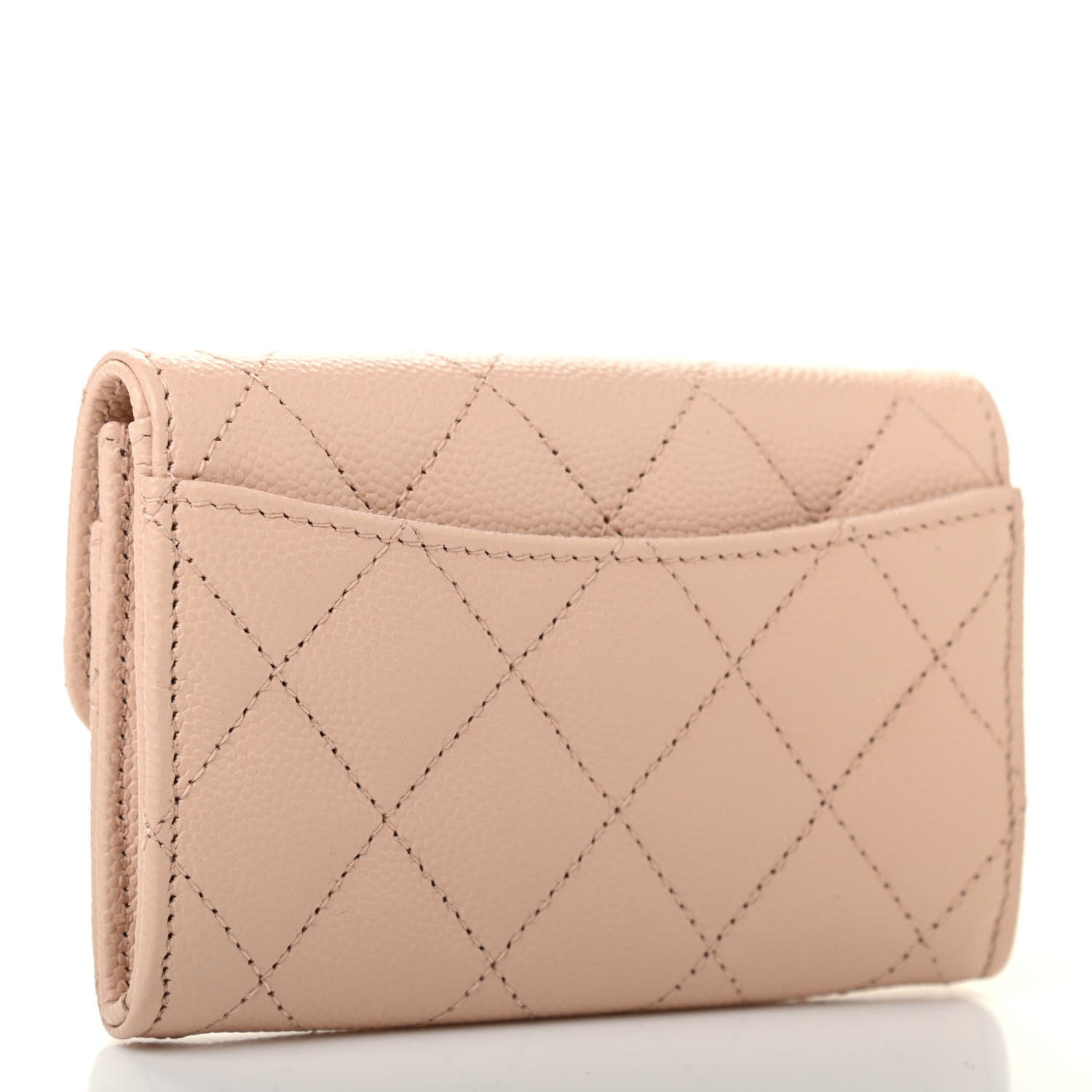 Chanel Caviar Quilted Flap Card Holder Wallet Beige 3 of 8