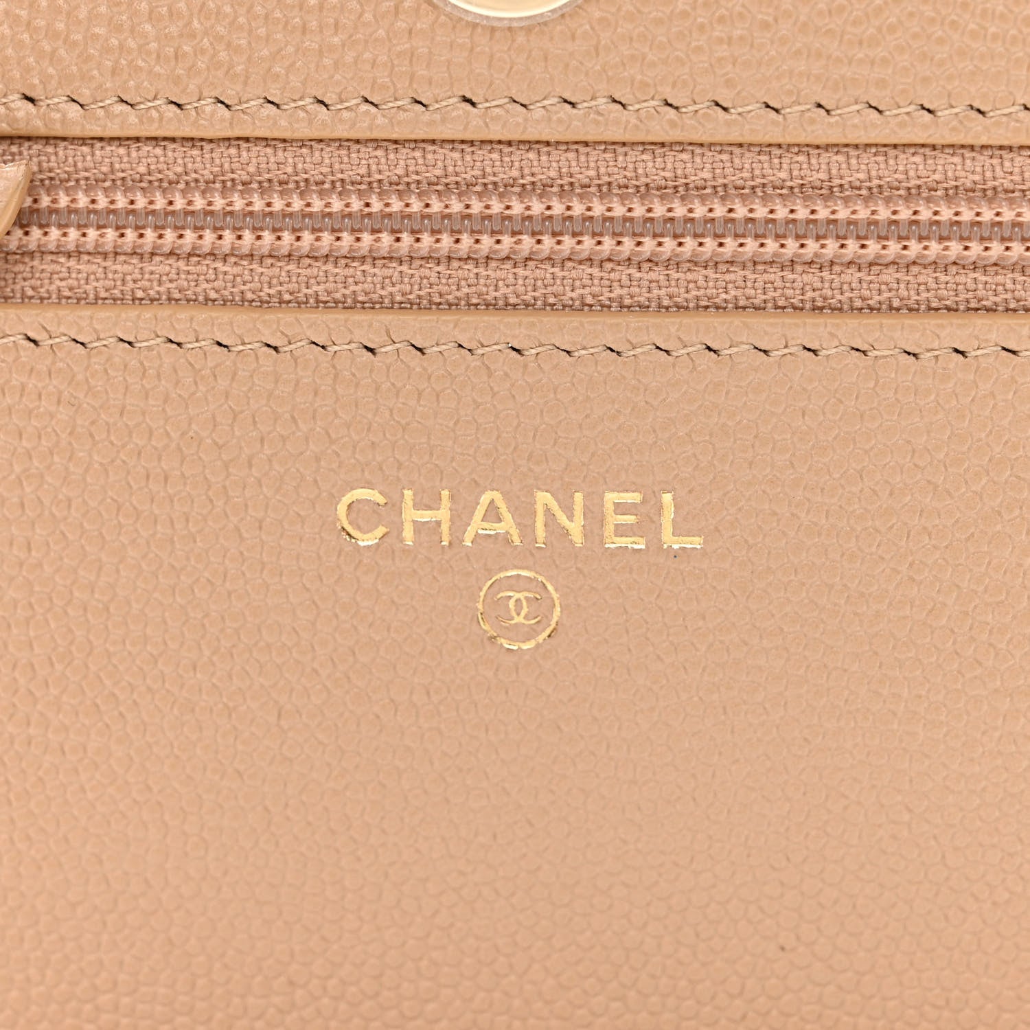 Chanel Caviar Quilted Crystal CC Wallet On Chain WOC Beige 6 of 13