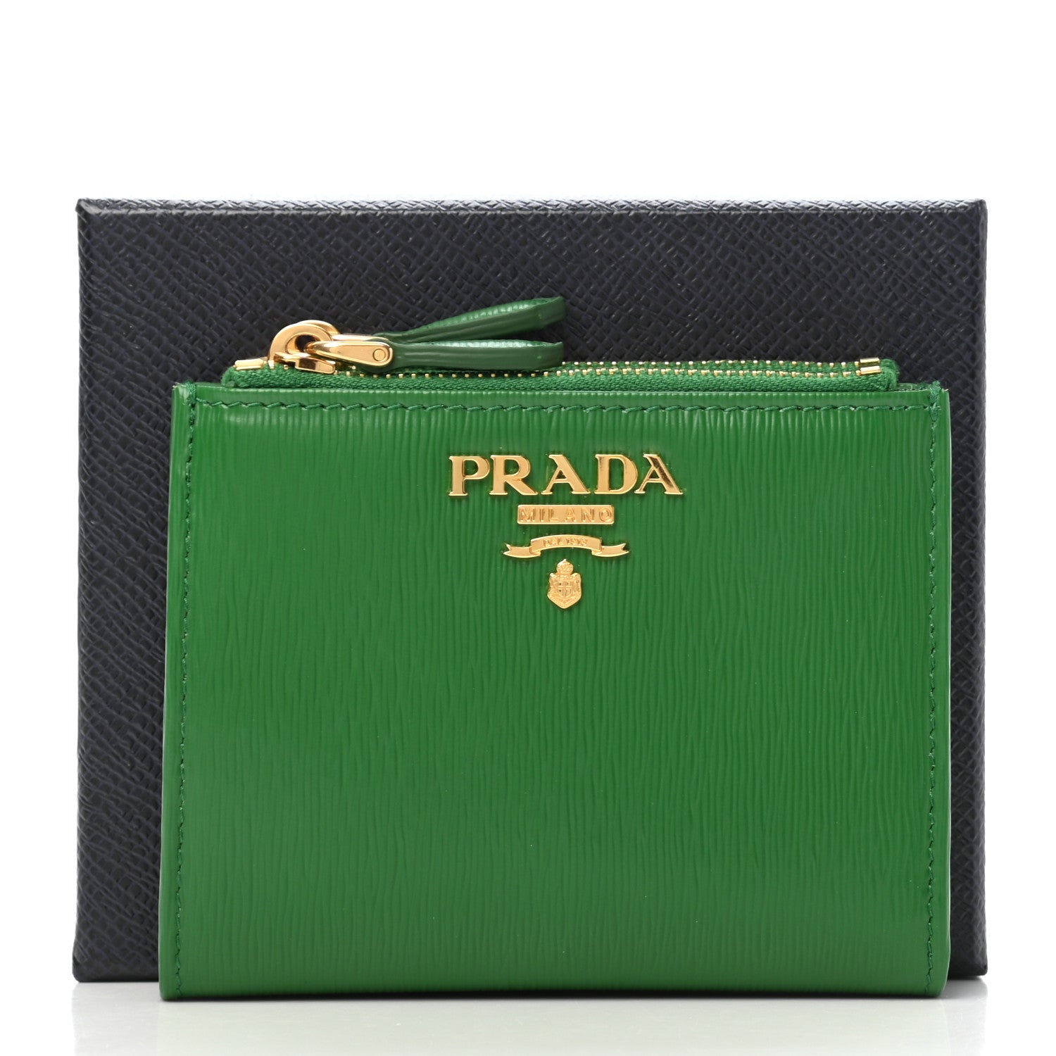 Prada Vitello Move Zip Coin Case Wallet Verde 7 of 7