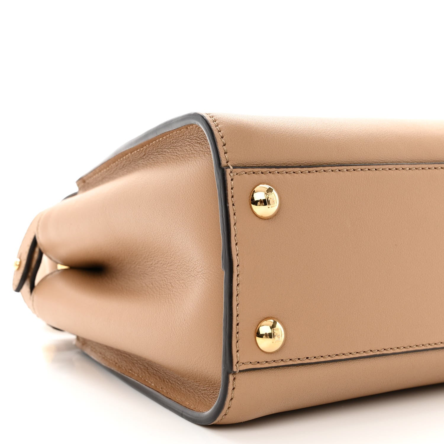 Fendi Vitello Seta Nabuk Pequin Mini Peekaboo Iconic Satchel Cuoio Tobacco Moro 9 of 11