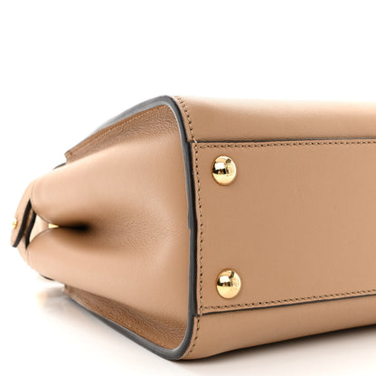 Fendi Vitello Seta Nabuk Pequin Mini Peekaboo Iconic Satchel Cuoio Tobacco Moro 9 of 11