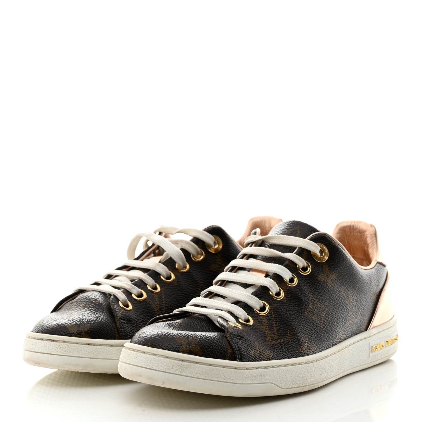 Patent Monogram Frontrow Sneakers 36 Rose Gold